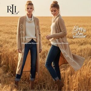 LRL Camel & Cream Tribal Intarsia Knit Duster *shop@iamwarrior